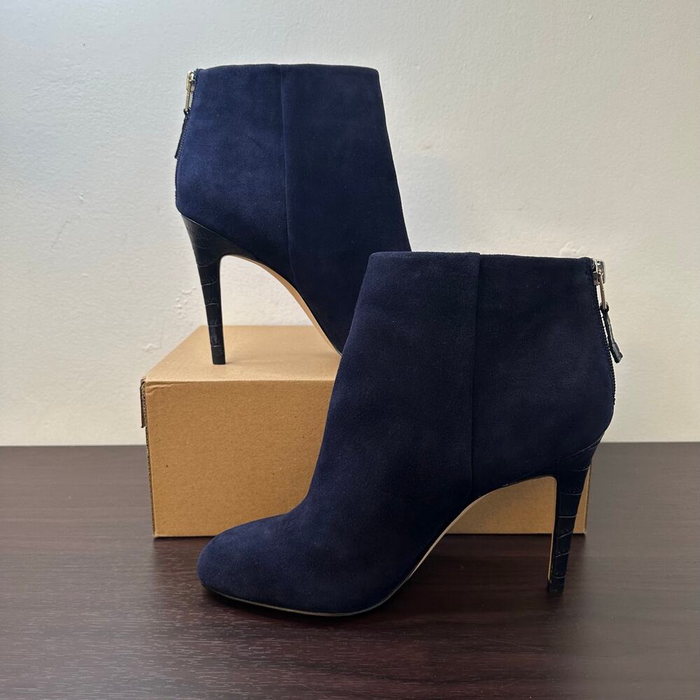 Sam Edelman Navy Blue Suede Heel Round Toe Ankle Booties, Size 9, Kourtney, New